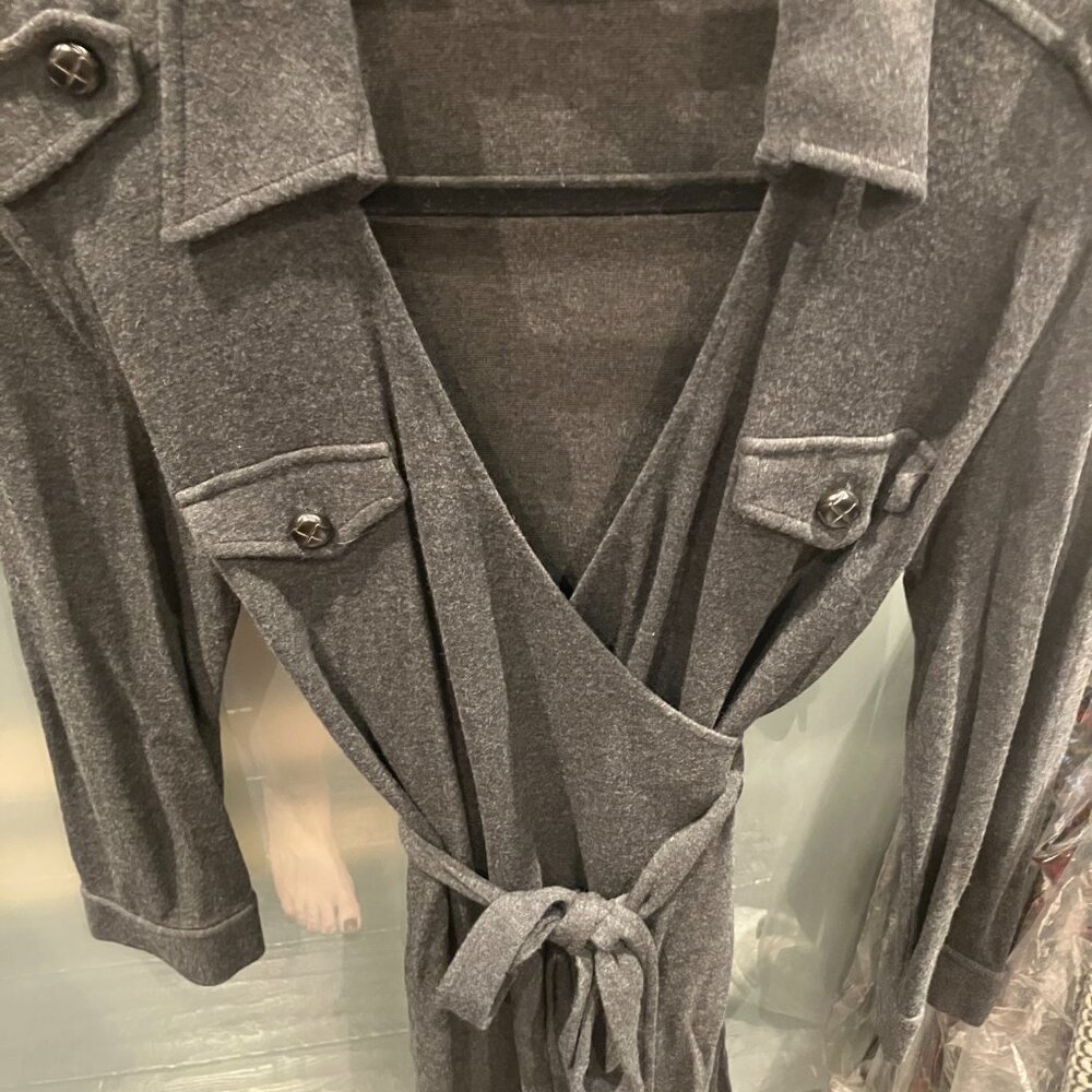 Ann Taylor Loft - Wrap Dress with belt V neck Grey Size 8